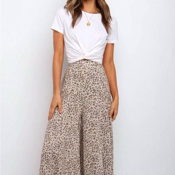 Women’s Beige Leopard Print Pants - Picture 4 of 4